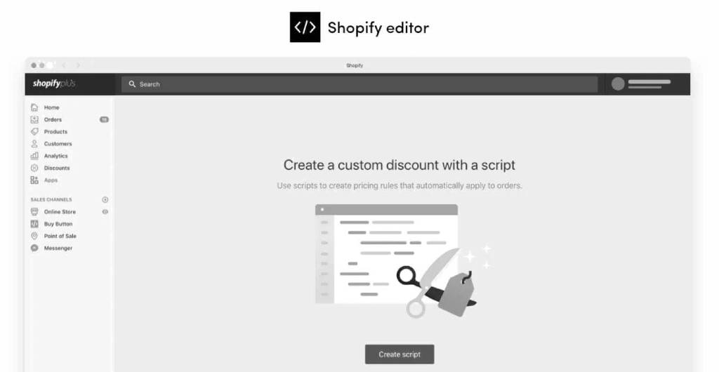 Shopify Plus Script Editor interface 2025