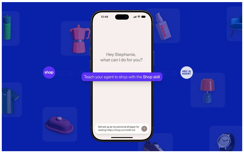 Shopify shop.md — teach any AI agent to shop with the Shop skill